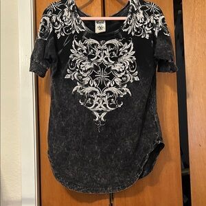 Ed Hardy Women's Black and White Embellished Tee